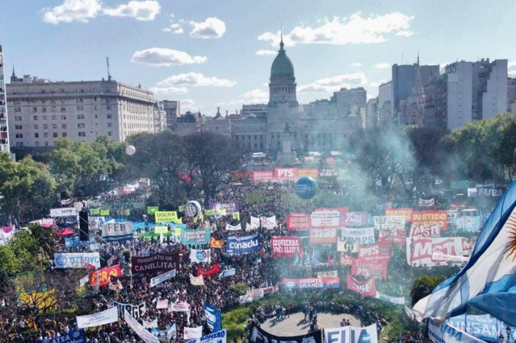 Foto aérea de la movilización 
